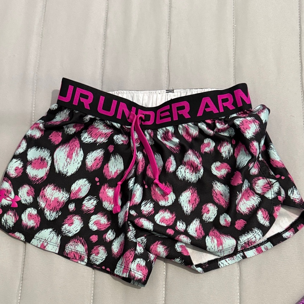 Under Armour Black and Pink Patterned Athletic Shorts